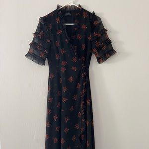 Zara, Black Wrap Dress, High/Low